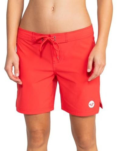 Roxy Short de Bain pour Femme avec Entrejambe de 17,8 cm – Short de Bain à séchage Rapide, Bas de Maillot de Bain, Couverture de Bikini, vêtements de Plage, Rouge, Taille XL