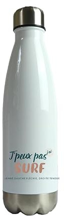 CADEAUX.COM - Gourde Personnalisable - J'peux Pas J'Ai Surf - Gourde Isotherme Personnalisée - 500ml - Bouteille Thermos avec Message - Idée Cadeau Original- Cadeau Homme - Cadeau Femme