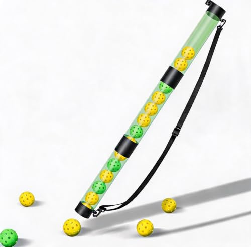 Anatec Pickleball Ball Retriever, Pickleball Picker Upper Holds 17 Balls, Pickleball Hopper with Shoulder Strap for Easy Pickup & Carrying, Detachable Pickleball Tube