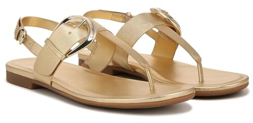 Naturalizer Womens Taylor T-Strap Slingback Flat Sandal Dark Gold Metallic 8 M