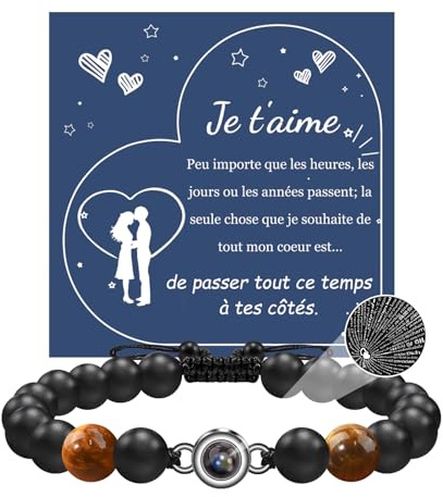 YELUWA Geschenke Für Männer, Armband Für Männer, Valentinstagsgeschenk Für Ihn, Lich Liebe Dich 100 Sprachen Armband, Jubiläumsgeschenke Geburtstagsgeschenke Für Ehemann Freund Sohn Vater Freund-FR