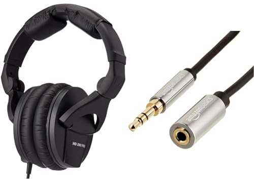Sennheiser HD 280 PRO Professioneller Monitoring-Kopfhörer, Schwarz & Amazon Basics - Stereo-Audio-Verlängerungskabel für Männer/Frauen, 3,5 mm, 1,8 m, Schwarz