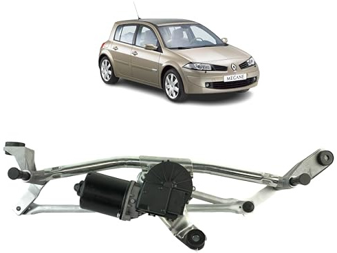 Moteur d'essuie glace compatible pour Megane 2 (2002-2008) (tringlerie + moteur) 288001683R, 7701054828, 7701207739, 8200036921
