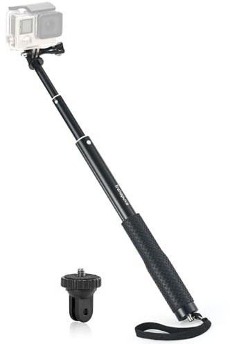 Trehapuva Perche à selfie, extension de 92 cm, poignée monopode étendue étanche compatible avec GoPro Max Hero 12 11 10 9 8 7 6 5 Insta360 Akaso DJI Osmo Action Camera et plus encore