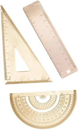 Operitacx 1 Satz Zeichenwerkzeuge aus Messing Schule briefpapier dreieck lineal Goldener Anzug Winkelmesser Zeichnen von Messwerkzeugen Maßlineal zeichnen Metall Herrscher
