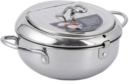TOPBATHY Friteuse Acier Avec Couvercle Basculant De Température Pour Et Compatible Plaques à Induction