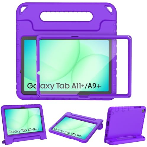 TOPWANT Case for Galaxy Tab A11+ Plus/A9+ Plus 11 inch 2025/2023, Purple | Built-in Screen Protector, Shockproof Lightweight Convertible Handle Protective Cover, Stable Stand