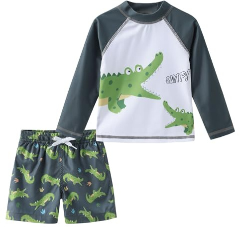 UV Boys Swimming Costume Long Sleeve Swimsuit Boys Rash Vest with Board Shorts Age 4-5 Years