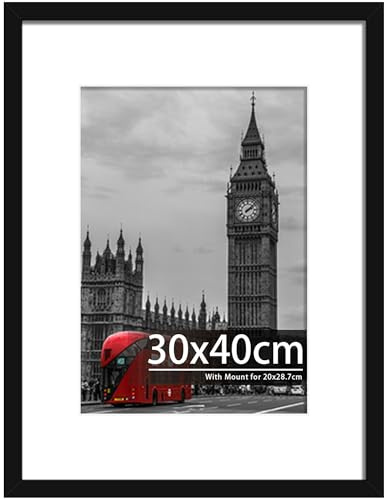 Tinkeps 30x40 Black Picture Frame - Engineered Wood and Plexiglass, 30x40 Frame with Mount for Prints, Photos, and Posters, Wall Mountable