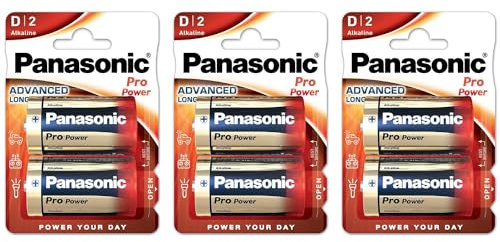 PANASONIC Lot de 3 Blisters de 2 Piles Alcalines Pro Power Gold LR20 / D - 1,5V