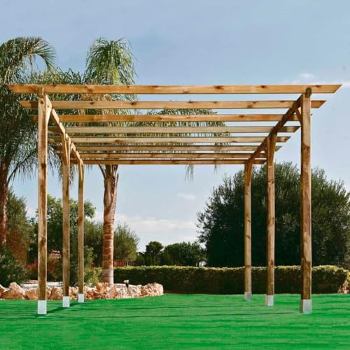 Nortene Kit Pérgola Madera + Postes 9x9 para Jardín y Terraza 4X3.6X2.4M