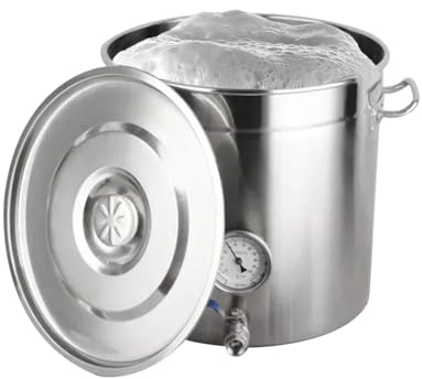 AIZYR Hervidor De Acero Inoxidable Olla De Elaboración De Cerveza Barril De Cervecería Casera Olla De Caldo, Olla Hervidora para Elaborar Cerveza para Bar Restaurante,40X40cm