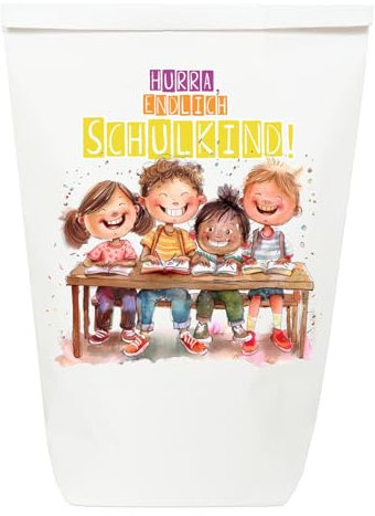 Paul's Papierfabrik EINSCHULUNG! - 12 tolle bedruckte Einschulung Geschenktüten, Schultüten, für Schule, Einschulungs Partys - Einzigartiges Design auf nachhaltigen Papier Tüten