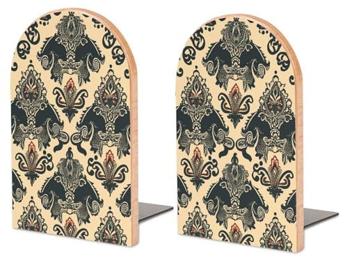 Buchstützen aus Holz, Elefanten bedruckte Bücherregal-Buchstützen, dicke Buchstützen und Schreibtisch-Aufbewahrung, Buchstützen, 1 Paar