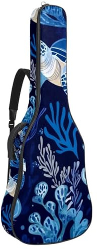 Gitarrentasche für Akustikgitarre mit zwei Taschen, lustige blaue Unterwasserschildkröten, 15 wasserabweisend, doppelt verstellbarer Schultergurt, Gitarrenkoffer, Lustige blaue