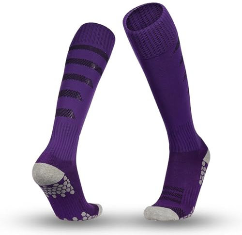 LYXXJRYBHD Fechtsocken, Strümpfe, Sportsocken, Kniestrümpfe, Fußballsocken für Männer Und Kinder, Verdickt, Atmungsaktiv, für Degen, Florett, Säbel(Purple,Large)