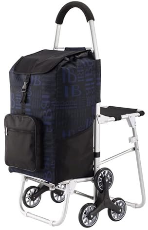 LYDBMYT Folding Shopping Cart with Wheels, Walkers for Seniors Rolling Walker Portable Shopping Cart with Seat for Rest Climbing Stair Trolley Shopping Trolley Cart(Multi-colored)