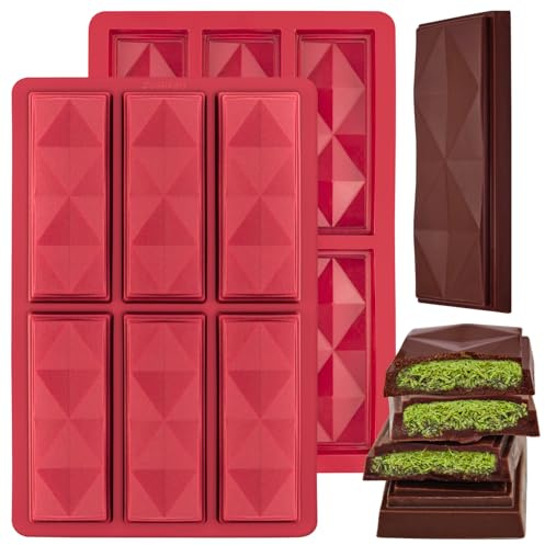 ZUGHXMS Moule Tablette de Chocolats Dubai Silicone Forme Carrée Mini,Moule Barre Pepites De Chocolat Démoulage Facile Pour Protéiné Barre Dragées Céréales(2 Pièces)