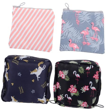 Ipetboom Hygienebeutel Damenbinden Tasche 4 Stück Baumwoll Leinen Material Kompakt Tragbar Multifunktions Aufbewahrungstasche Für Menstruation Reise Alltag