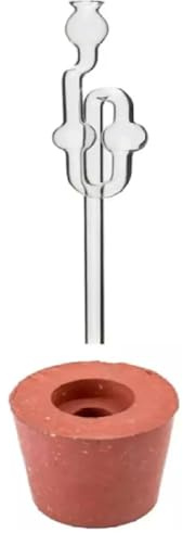 MIKONI Gummistopfen + Glas Gärrohr Gummikorken Gärspund Weinballon, Glasballon Stopfen Gäraufsatz ROT (33/25mm)