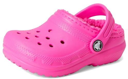 Crocs Classic Lined Clog, Pink Crush/Pink Crush, Toddler, UK 5 | Lightweight Croslite clog; ventilation ports; pivoting heel strap for a secure fit; easy to clean; iconic Crocs Comfort
