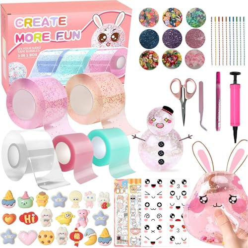 KEAGAN Nano Tape Bubbles Kit, Nano Tape Kit, Nano doppelseitiges Klebeband zur Herstellung von Blasen, DIY Nano Tape Bubble Bastelset für Kinder, Nano Klebeband Nano Tape Bubble mit Aufkleber