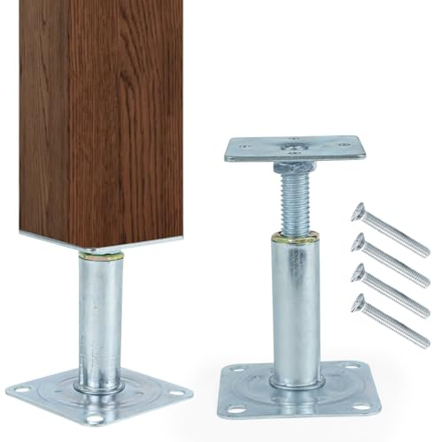 2 Stück Pfostenträger Höhenverstellbar 100-130mm,Verstärkter Verzinkter Stahl,Pfostenträger Verstellbar,Balkenschuhe mit Schrauben,Pfostenschuh für Carport,Pergola,Zäune,Pavillon