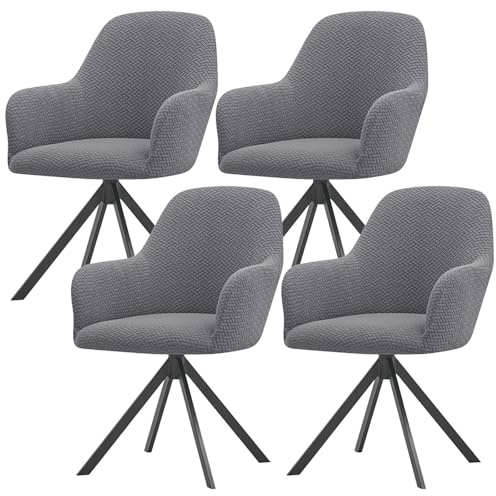 ZRCYXDW Fundas para Sillas De Comedor con Brazos Universal Moderna-4 Piezas | Elástica Fundas Sillas de Comedor con Respaldo, Extraíble y Lavable, para Cocina, Banquete, Boda, Fiesta-Gris Oscuro
