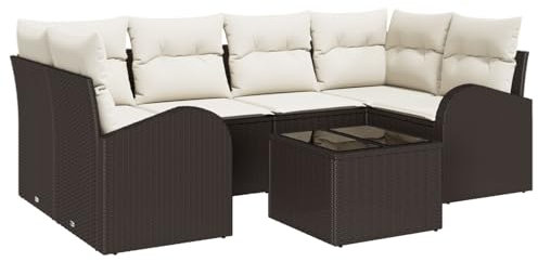 vidaXL Gartensofa-Set Braun 55 x 55 x 37 cm Poly-Rattan, Garten und Terrasse, Modulares Design, Robuste Rattan-Sofa-Gruppe, UV-beständige Materialien, Lounge-Sofa Set