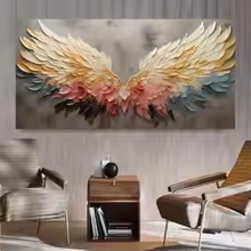 HIPWST Lebendige abstrakte Engel Flügel Leinwand Wandkunst farbige Leinwand Wandbild ideal Nordic Decor Malerei Wandkunst Bild 60x120cm rahmenlos