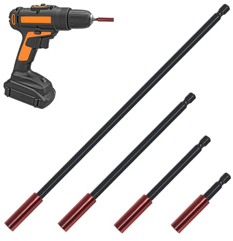 4Pcs 1/4 Magnetic Bit Holder for Impact Driver,Bit Holder for Impact Driver,for Screwdriver Extension,for Impact Bit Holder 50mm, 100mm, 150mm and 300mm