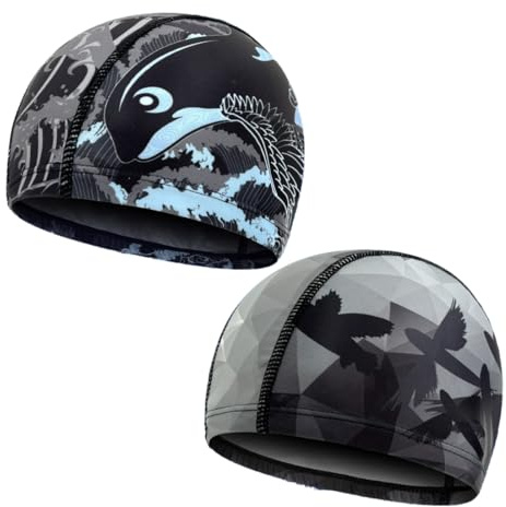 2 Pieza Gorros de natación para Hombres y Mujeres, Unisex Gorro de Natación Piscina Mujer y Hombre Gorro de Piscina para Pelo Largo y Corto Gorros de Baño Impermeable Suave y Cómodo