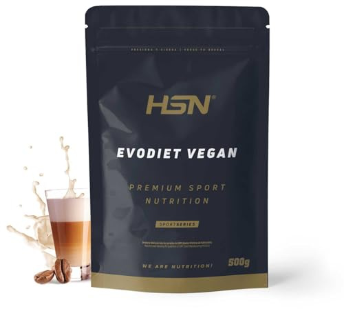 HSN Evodiet Vegan (Aislado de Proteína de Soja, Inulina y Glucomanano) | Café con Leche 500g | Ideal para tomar antes de las comidas | No Contiene Dosificador | No-GMO, Vegano, Sin Gluten