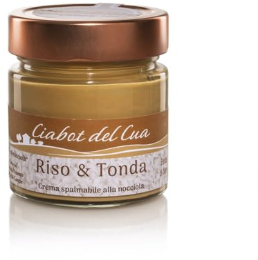 Ciabot del Cua, crema spalmabile alla nocciola riso & tonda, 60% di Nocciole IGP delle Langhe, riso, zucchero, sale, senza lattosio, pack da 3 x 200 g