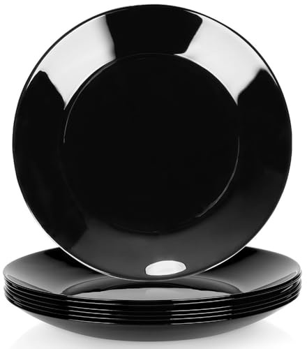 Vilde Lot de 6 assiettes à dessert en verre noir 18 cm | Assiettes à salade, assiettes plates, assiettes, assiettes à petit-déjeuner