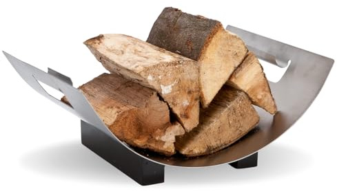 MURIEL BARGAINS Heavy Duty Stainless Steel Log Holder with Black Feet – Stainless Steel Wood Holders, Log Basket – Fireplace & Wood Burner Accessories Stainless Steel Log Rack - LOG11