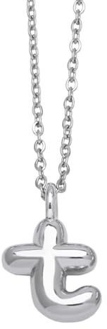 OAKKY Collana con Ciondolo Lettera a Bolle Spessa per Donne Trendy Carino Charm Ciondolo Alfabeto Personalizzato Argento Lettere Pallone T Collane