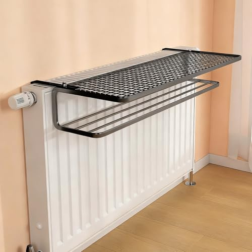 Mensola Sopra Termosifone Doppia, Mensola Sospesa, Copri Termosifone Moderno Impermeabili Antiruggine, Copri Radiatore Casa per Soggiorno(Black,35cm/14in)