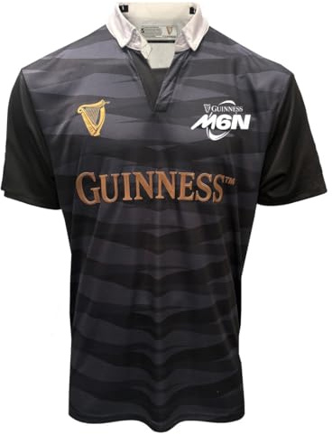 Guinness Six Nations M6N - Camiseta de rugby, color negro y gris