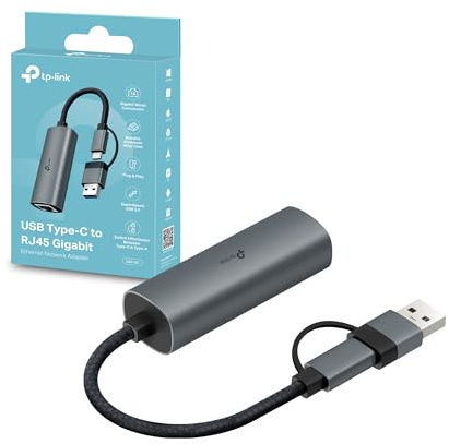 TP-Link UE310C Adaptateur Ethernet USB Type-C/Type-A, Gigabit USB vers RJ45 Ethernet LAN, Plug and Play sous Windows, macOS, iPadOS, Chrome OS et Linux