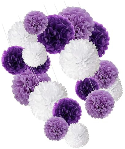 CRAFTHROU Palline di Carta Porpora Finitura Raffinata Set 18 Pezzi Palla Nido d'Ape Decorazioni Festa Matrimonio Sospesa per Casa e Party