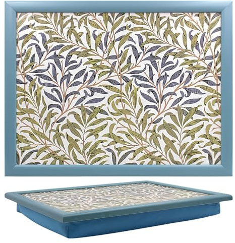 William Morris Willow Bough Lap Tray with Bean Bag Cushion, 44x34cm Large Cushioned Laptray for Eating, Padded Lap Board