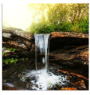 Augenblicke Wandbilder 80x80cm - Fotodruck auf Leinwand und Rahmen Wasserfall Bach Fluss Wald - Leinwandbild auf Keilrahmen modern stilvoll - Bilder und Dekoration