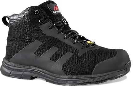 Rock Fall TeslaDRI ESD Safety Steel Toe Cap Safety Trainer Unisex, Fully Waterproof Safety Boots, SRC Slip Rated Work, Ankle High with Fibreglass Protective Toecap UK 8