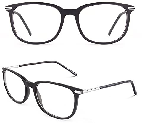 CGID CN79 Klassische Nerdbrille ellipse 40er 50er Jahre Pantobrille Vintage Look clear lens, Matte Schwarz, 52