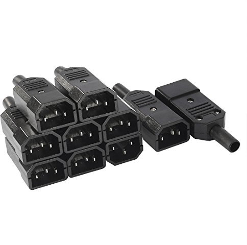 sourcing map 10uds CA 250V 10A IEC320 C14 3 Clavijas Enchufe Macho Conector Adaptador Montaje en Panel Recableable