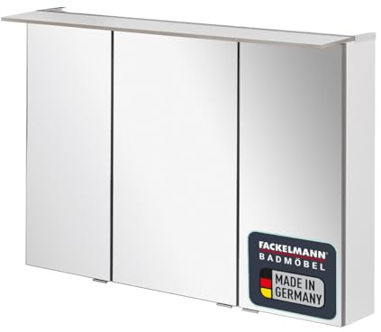 FACKELMANN B.PERFEKT LED Spiegelschrank 100 cm, Weiß Hochglanz, Energieeffiziente Beleuchtung, Maße: 100x69x15 cm, Made in Germany