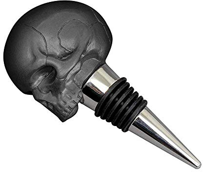 Weinstopfen mit Totenkopf-Motiv, Dekorativ, für Wein und andere Getränke, Schwarz