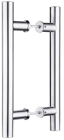 EaseLife Doppelseitiger Türgriff aus Edelstahl, 30,5 cm, H-Form, gebürstet, passend für Glastüren, Holztüren