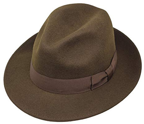 Borges & Scott Swift - Fedora - Leichtgewichtig - 100% Wollfilz – Für die Reise knautschbar - Wasserabweisend - Snap Brim - 54cm Dunkelbraun